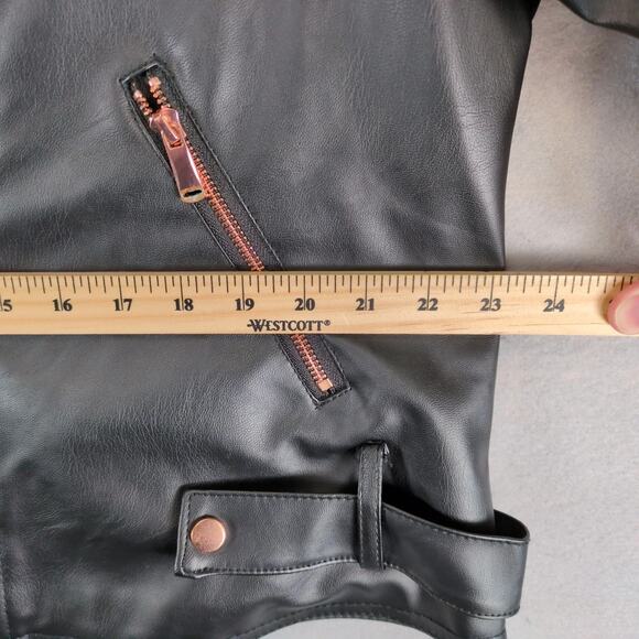 Miss London Black Label Faux Leather Jacket Women's Plus 2X Copper Zippers Biker - Picture 8 of 10